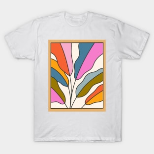 Colorful Botanical Abstract Leaves T-Shirt